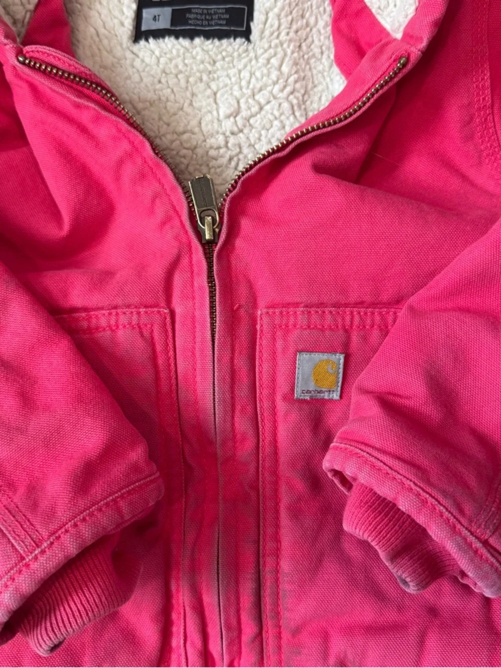 Carhartt‎ Pink Hooded Jacket with Cream Sherpa Lining